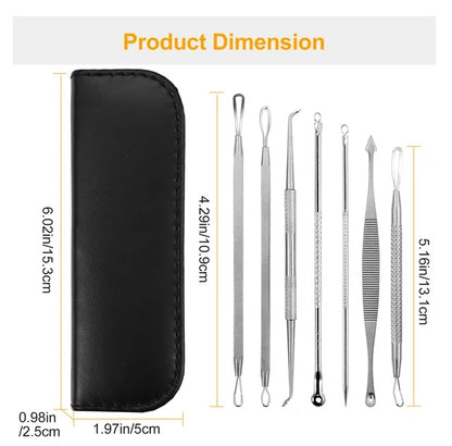 7 Pcs Blackhead Remover Kit Stainless Steel Pimple Comedone Acne Extractor Needle Tools