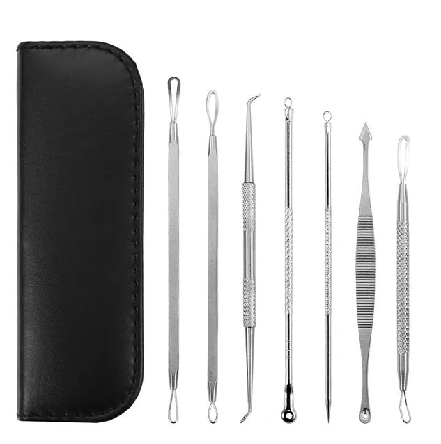 7 Pcs Blackhead Remover Kit Stainless Steel Pimple Comedone Acne Extractor Needle Tools