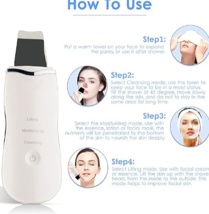 3-in-1 Ultrasonic Facial Skin Scrubber